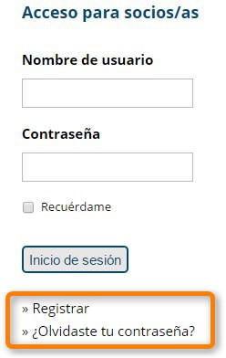 formulario de acceso para socios