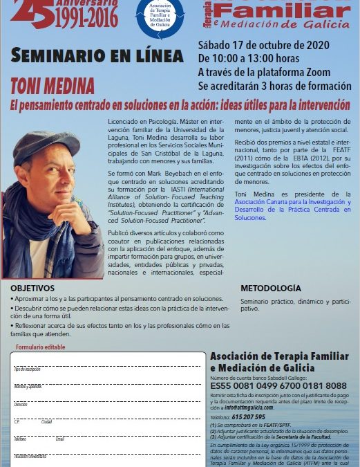 Seminario ATFMG:  El pensamiento centrado en soluciones en la acción: Ideas útiles para la intervención.